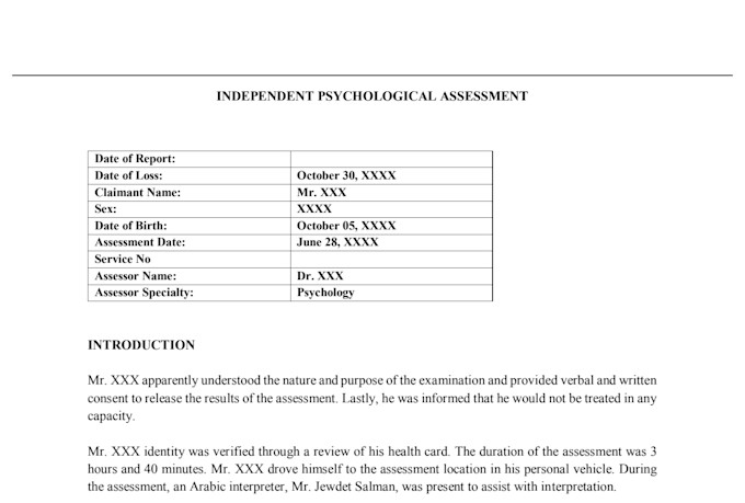 write medico legal reports of psychology and psychiatry
